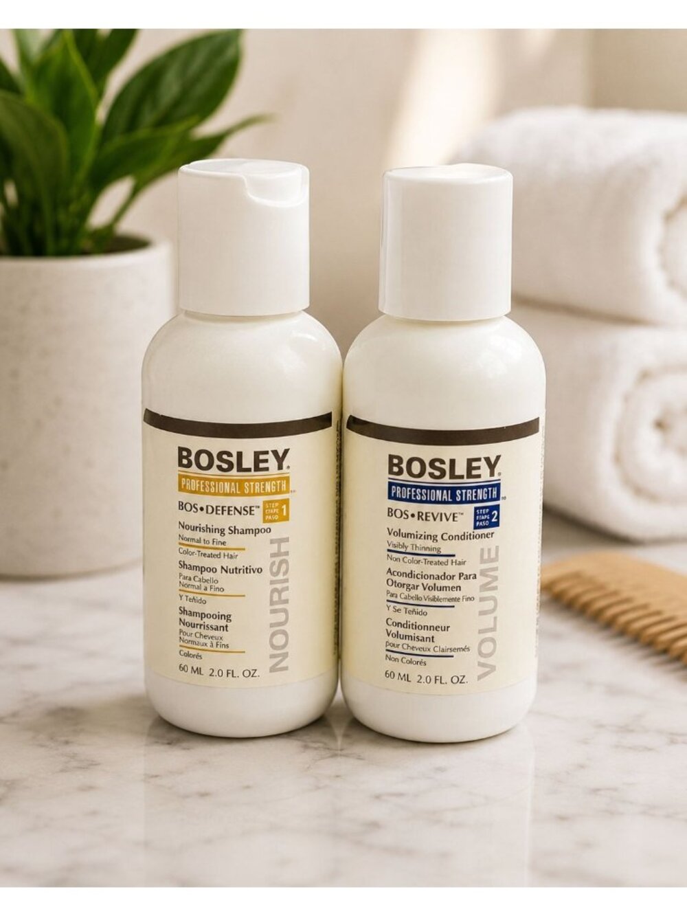 Bosley Professional Strength Shampoo & Conditioner Travel Set 2oz x2 New Nourish